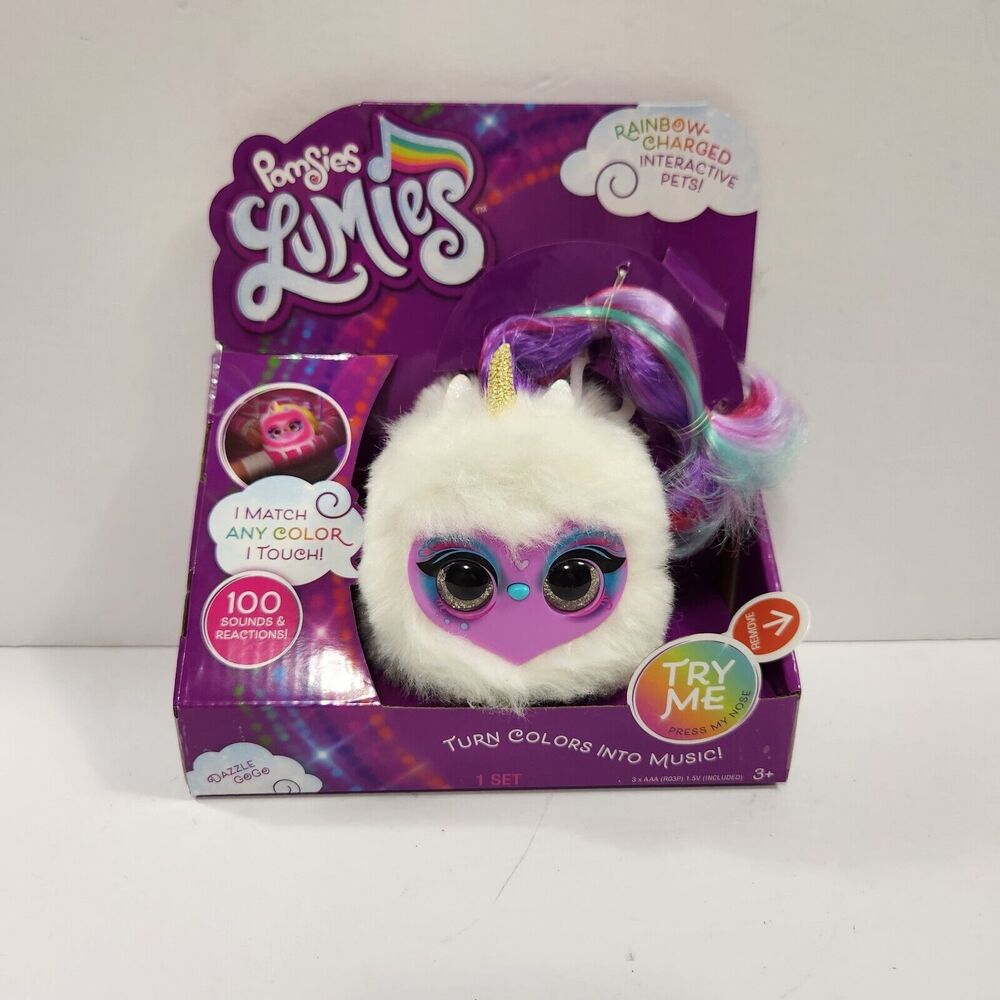 Pomsies Lumies Dazzle GoGo Interactive Unicorn Plush Electronic Light Up Toy